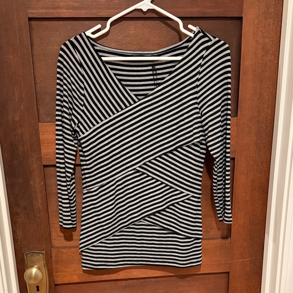Striped Black and Gray Women's Top